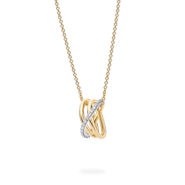 Three-Row Gold Hoop Pendant Necklace